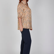 Camicia  Milano satin di viscosa stampa fiori crema