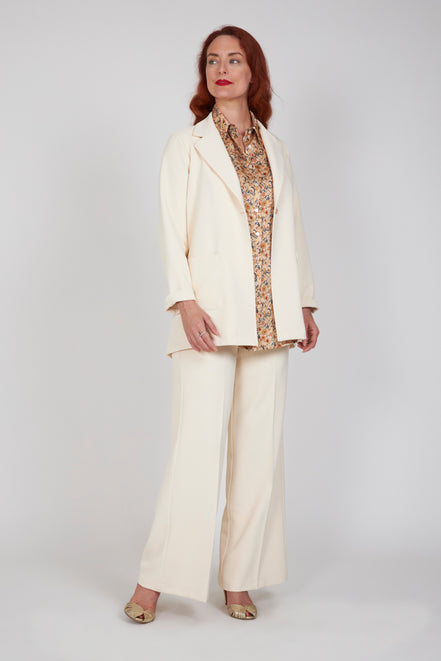 Camicia  Milano satin di viscosa stampa fiori crema