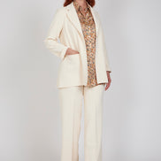 Camicia  Milano satin di viscosa stampa fiori crema