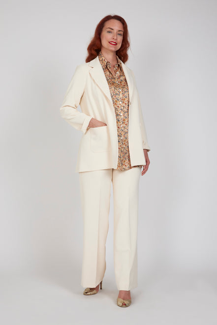 Camicia  Milano satin di viscosa stampa fiori crema