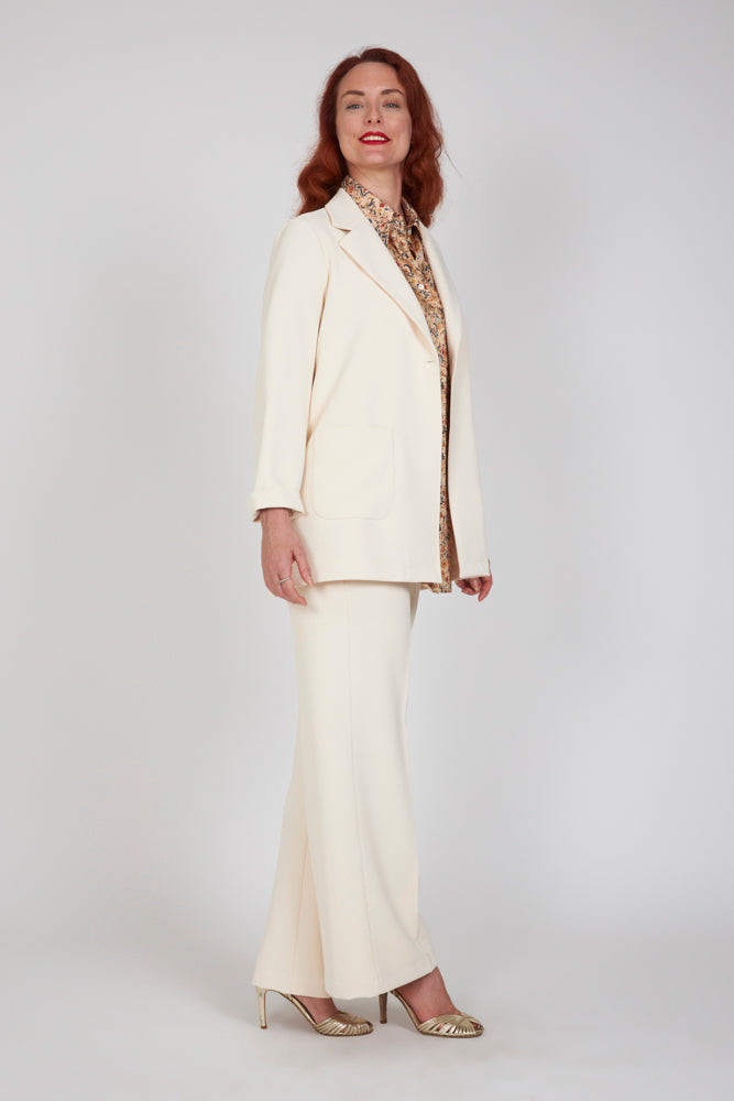 Camicia  Milano satin di viscosa stampa fiori crema