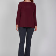 Jeans flare donna blu delavé con baschina in punto Milano stretch