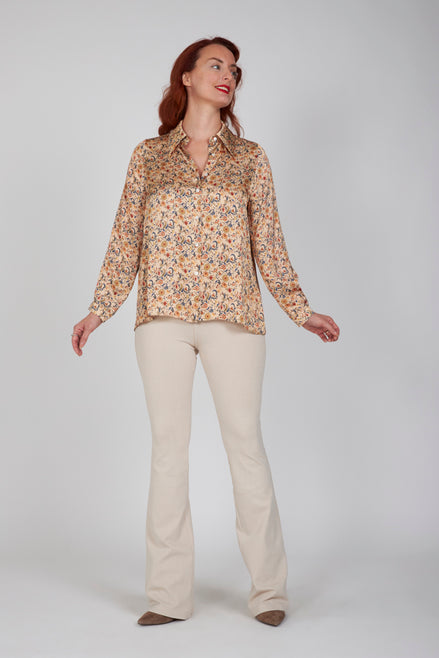 Camicia London  in satin di viscosa stampa fiori