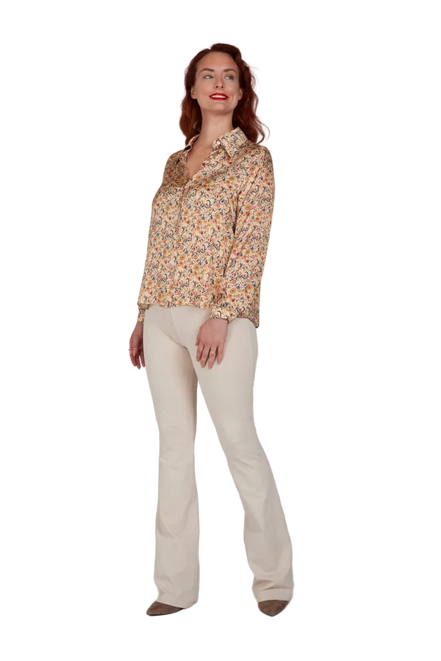 Camicia London  in satin di viscosa stampa fiori