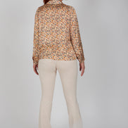 Jeans flare beige con baschina in punto Milano stretch