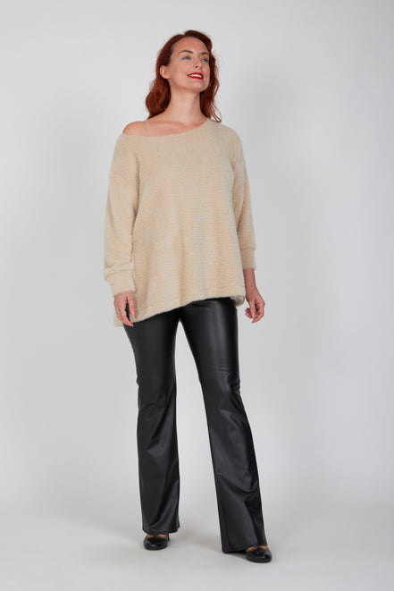 Maglia Alice felpa over pelouche cipria