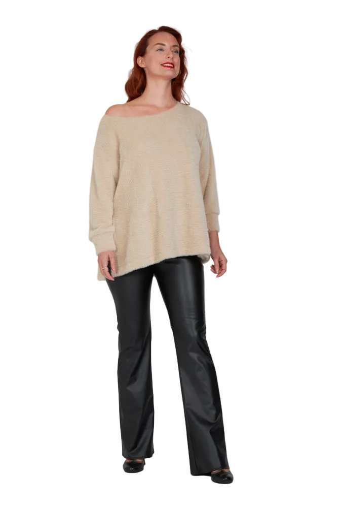 Maglia Alice felpa over pelouche cipria