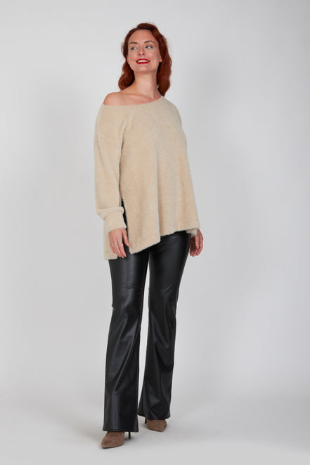 Maglia Alice felpa over pelouche cipria