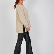 Maglia Alice felpa over pelouche cipria