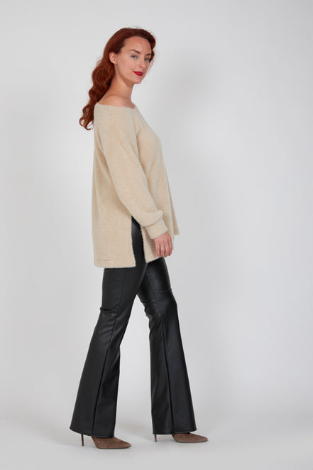 Maglia Alice felpa over pelouche cipria