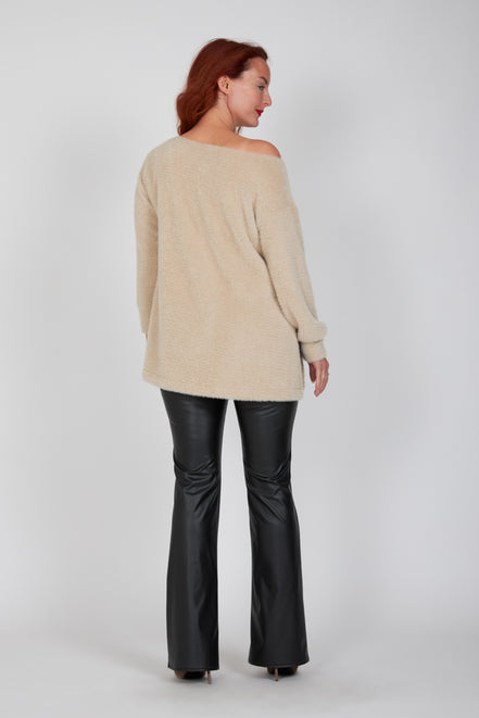 Maglia Alice felpa over pelouche cipria