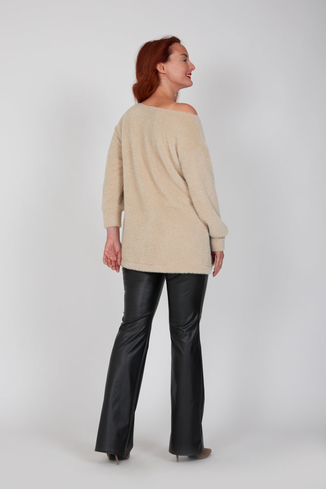Maglia Alice felpa over pelouche cipria