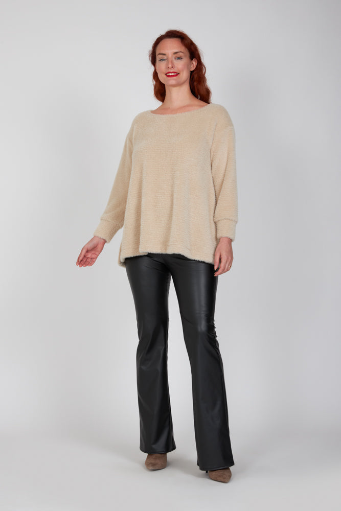 Maglia Alice felpa over pelouche cipria