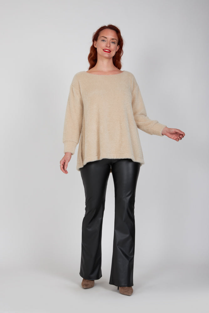 Maglia Alice felpa over pelouche cipria