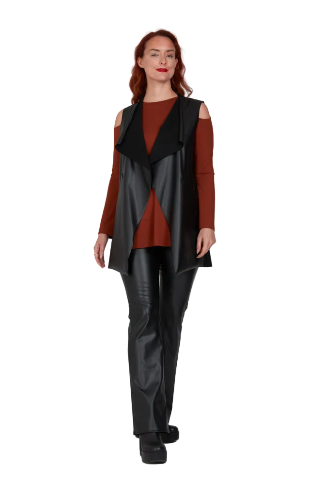 Gilet  Barcelona ecopelle nera