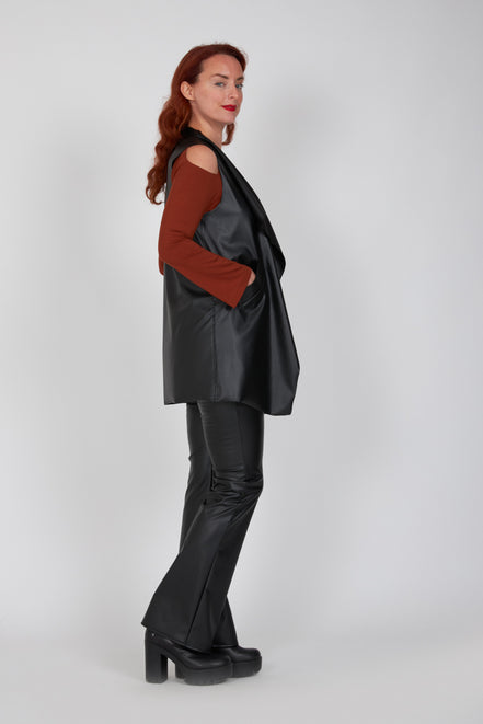 Gilet  Barcelona ecopelle nera