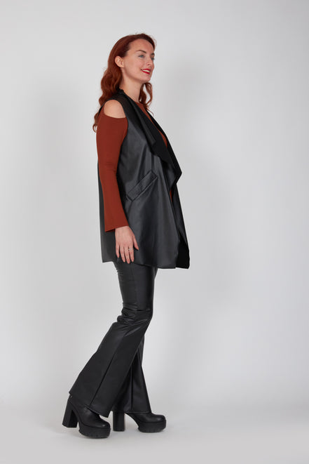 Gilet  Barcelona ecopelle nera