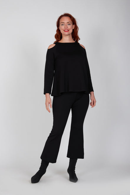 Maglia Sara felpa spalle scoperte scuba nera