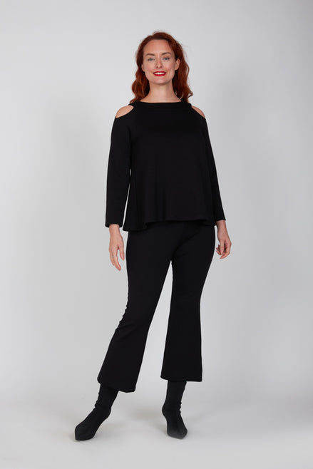 Maglia Sara felpa spalle scoperte scuba nera