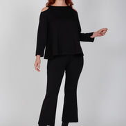 Maglia Sara felpa spalle scoperte scuba nera