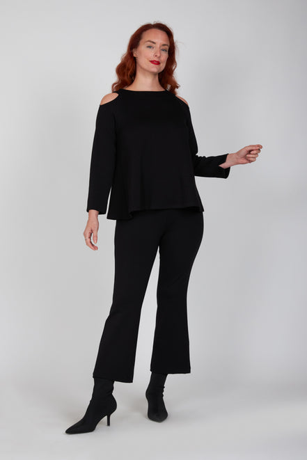 Maglia Sara felpa spalle scoperte scuba nera
