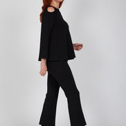 Maglia Sara felpa spalle scoperte scuba nera