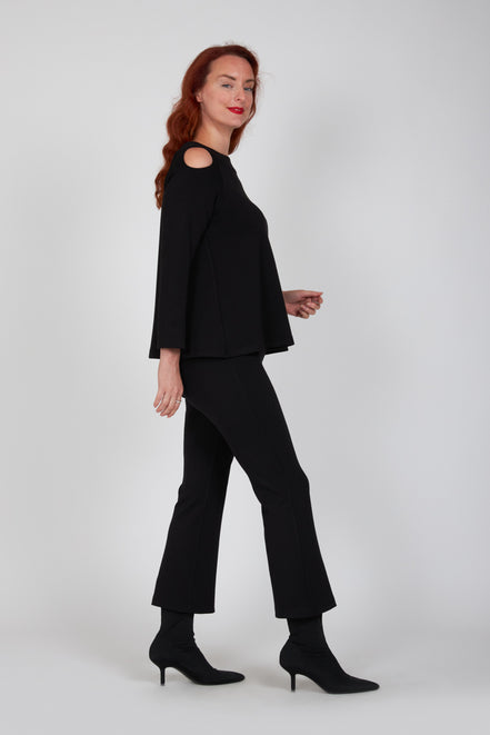 Maglia Sara felpa spalle scoperte scuba nera
