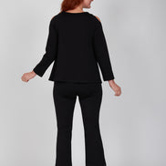 Maglia Sara felpa spalle scoperte scuba nera