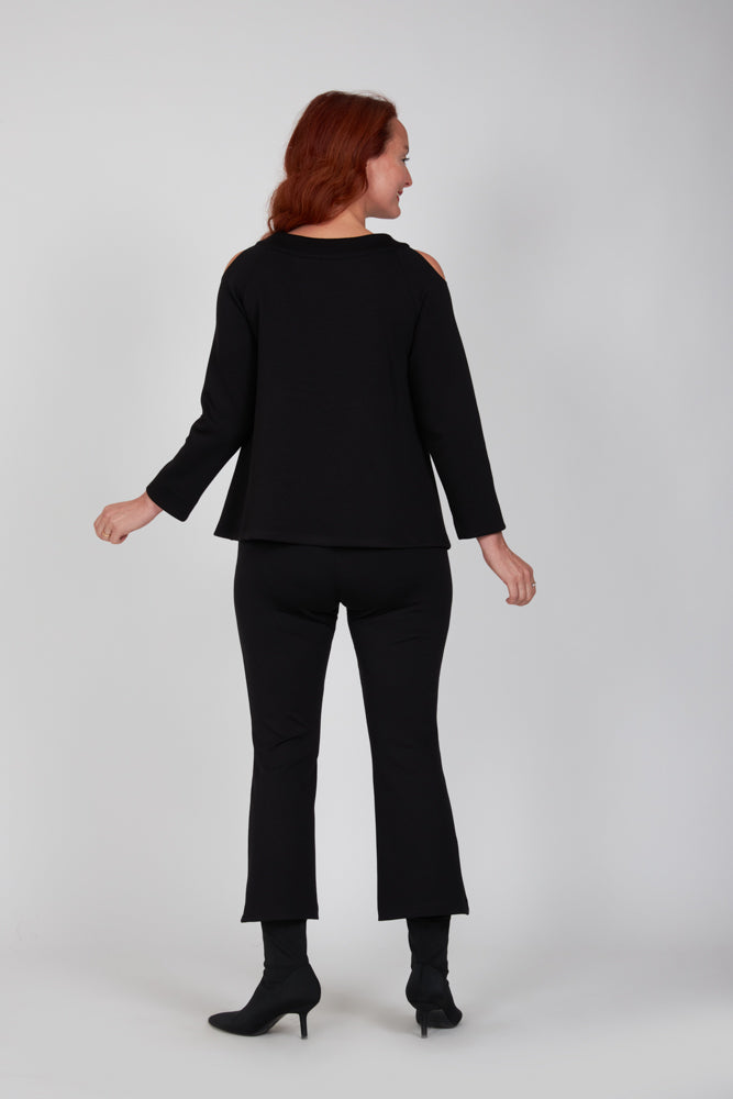 Maglia Sara felpa spalle scoperte scuba nera