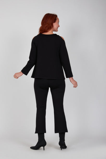 Maglia Sara felpa spalle scoperte scuba nera