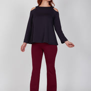 Maglia Sara felpa spalle scoperte scuba blu