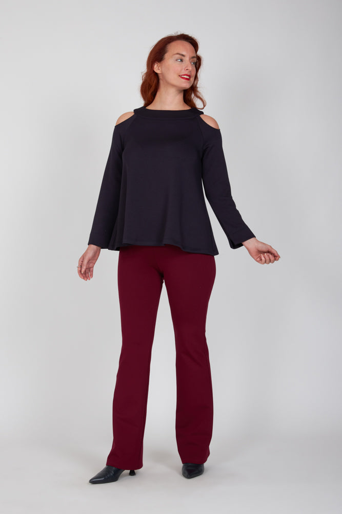 Maglia Sara felpa spalle scoperte scuba blu