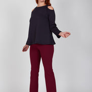Maglia Sara felpa spalle scoperte scuba blu