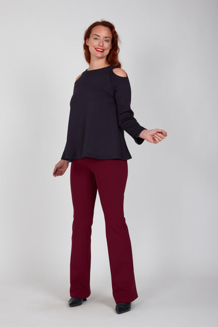 Maglia Sara felpa spalle scoperte scuba blu