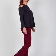 Maglia Sara felpa spalle scoperte scuba blu