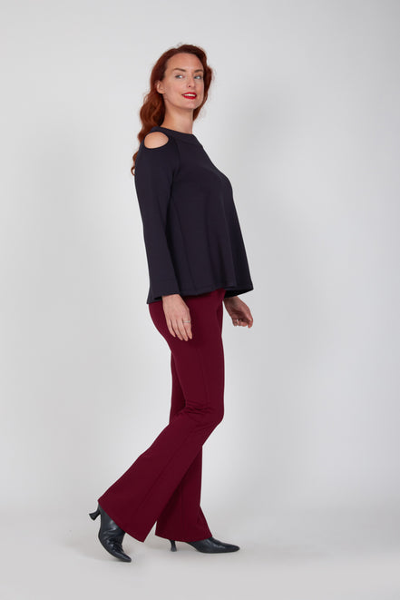 Maglia Sara felpa spalle scoperte scuba blu