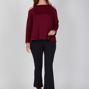 Maglia Sara felpa spalle scoperte scuba vino
