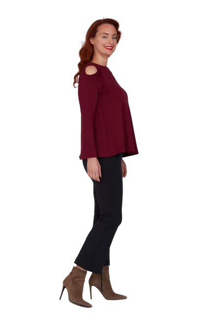 Maglia Sara felpa spalle scoperte scuba vino