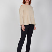 Maglia Sara felpa spalle scoperte pelouche cipria