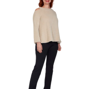 Maglia Sara felpa spalle scoperte pelouche cipria