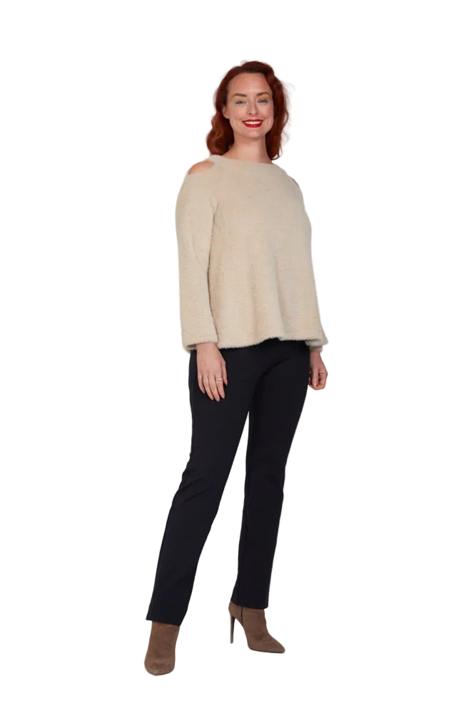 Maglia Sara felpa spalle scoperte pelouche cipria