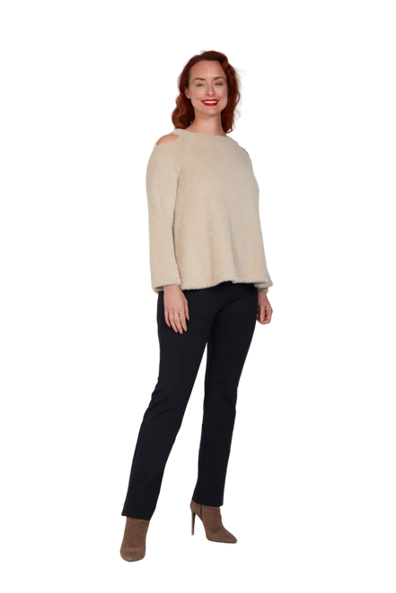Maglia Sara felpa spalle scoperte pelouche cipria