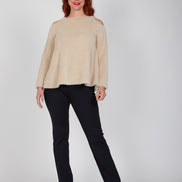Maglia Sara felpa spalle scoperte pelouche cipria