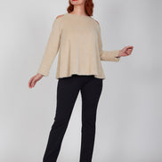 Maglia Sara felpa spalle scoperte pelouche cipria