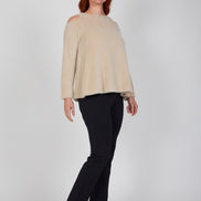 Maglia Sara felpa spalle scoperte pelouche cipria