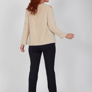 Maglia Sara felpa spalle scoperte pelouche cipria