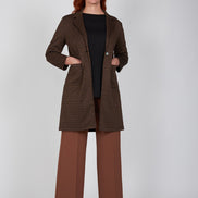 Giacca lunga donna Procida stampa optical mocha nero