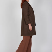 Giacca lunga donna Procida stampa optical mocha nero
