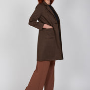 Giacca lunga donna Procida stampa optical mocha nero