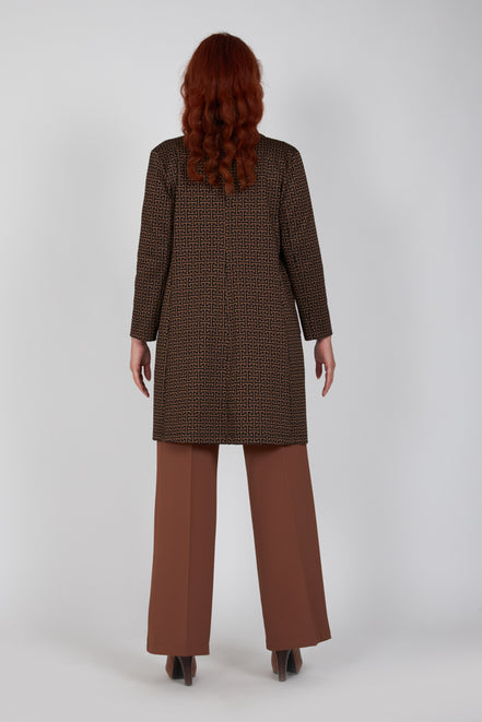 Giacca lunga donna Procida stampa optical mocha nero